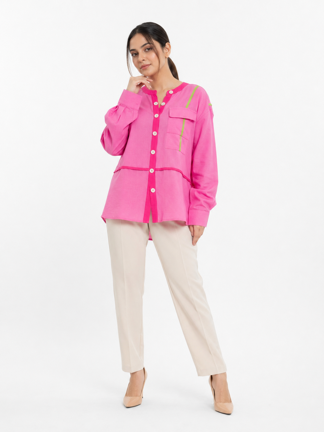 Pop Pink Statement Shirt by XOOMORA